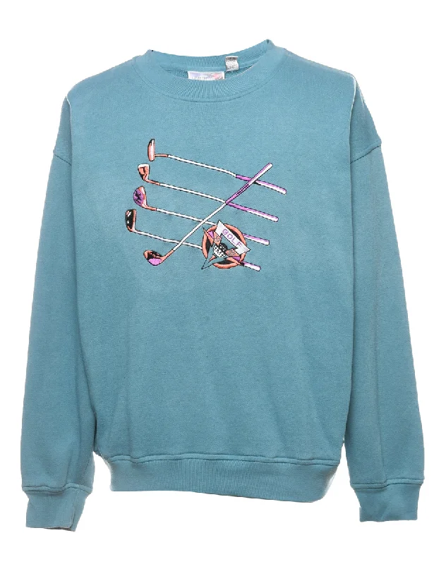 London Fog Golf Design Light Blue Embroidered Sports Sweatshirt - L Hoodie with Oversized Fit Loose Comfortable London Fog Golf Design Light Blue Embroidered Sports Sweatshirt - L Hoodie with Oversized Fit Loose Comfortable