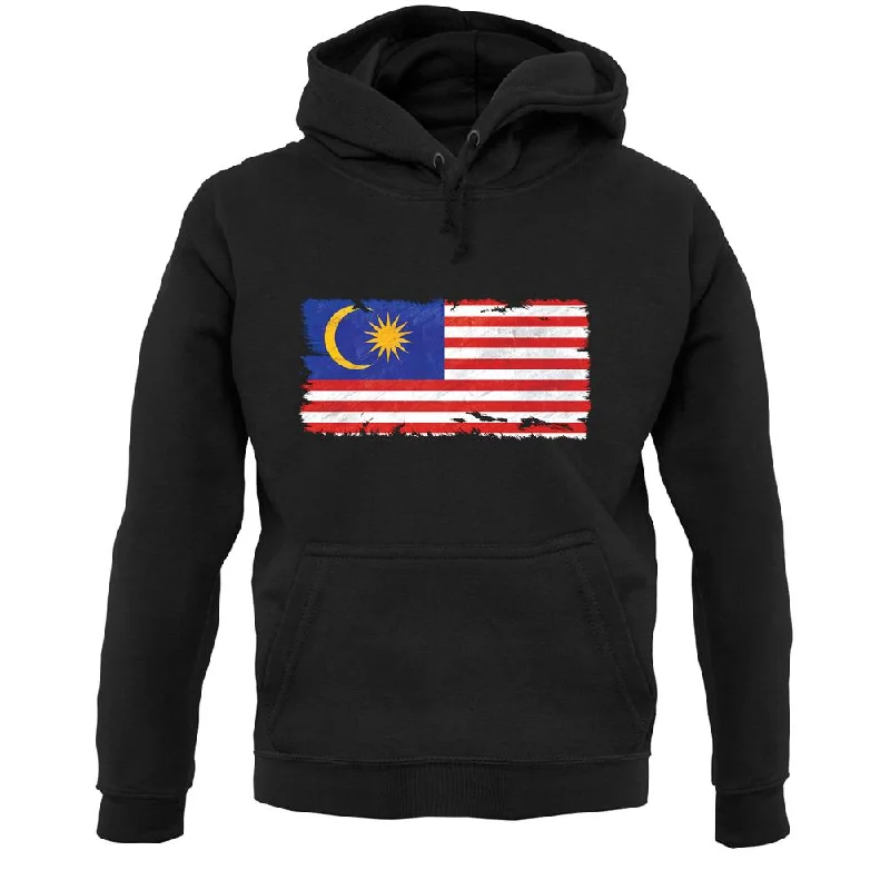 Malaysia Grunge Style Flag Unisex Hoodie Hoodie with Rolled Sleeves Casual Relaxed