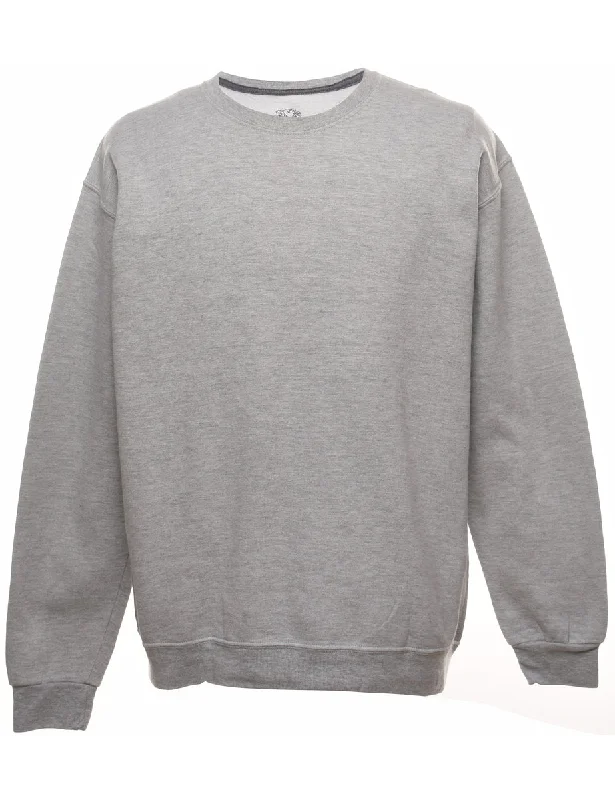 Marl Grey Plain Sweatshirt - L Hoodie with Color Block Contrast Stylish