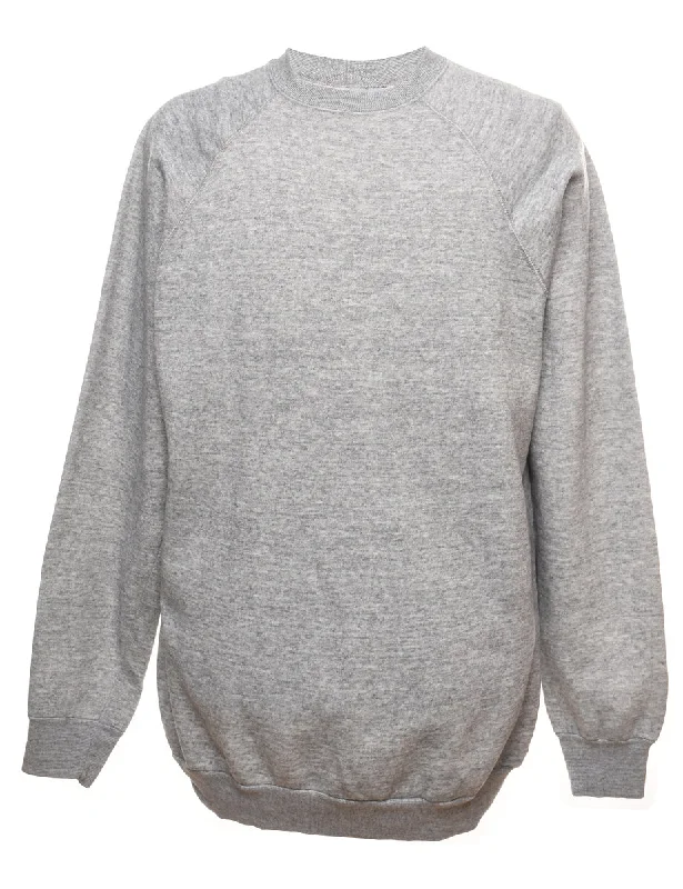 Marl Grey Plain Sweatshirt - XL Hoodie with Puffed Sleeves Voluminous Trendy