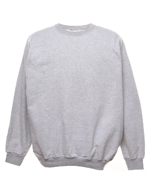 Marl Grey Plain Sweatshirt - XL Hoodie with Oversized Fit Loose Comfortable