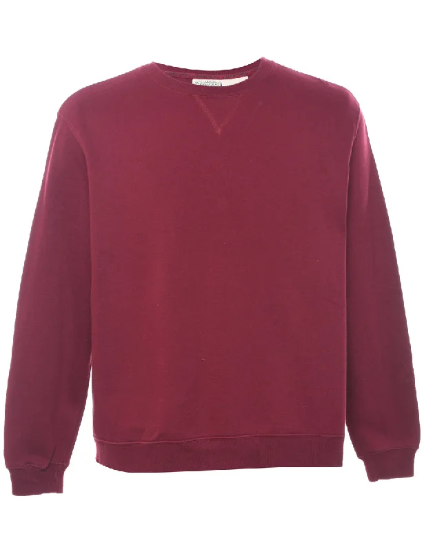 Maroon Plain Sweatshirt - L Hoodie with Turtle Neck Cozy Winter