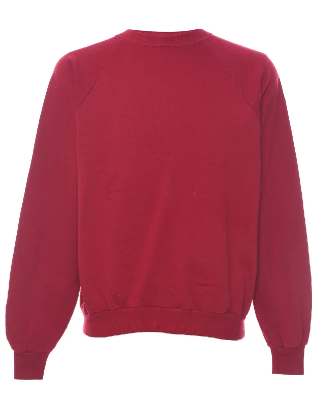 Maroon Plain Sweatshirt - L Hoodie with Gradient Ombre Colorful