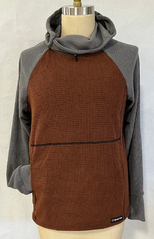 Men's Hoodie - Brown w/ Gray sleeves & hood Hoodie with Sequins Glamorous Eye-catching Men's Hoodie - Brown w/ Gray sleeves & hood Hoodie with Sequins Glamorous Eye-catching