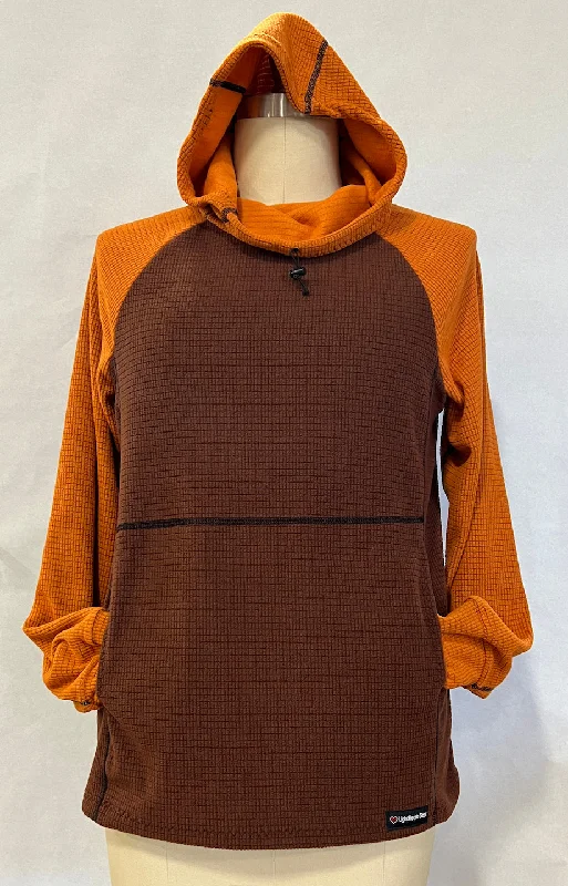 Men's Hoodie - Brown w/ Orange sleeves & hood Hoodie with Metallic Shiny Futuristic
