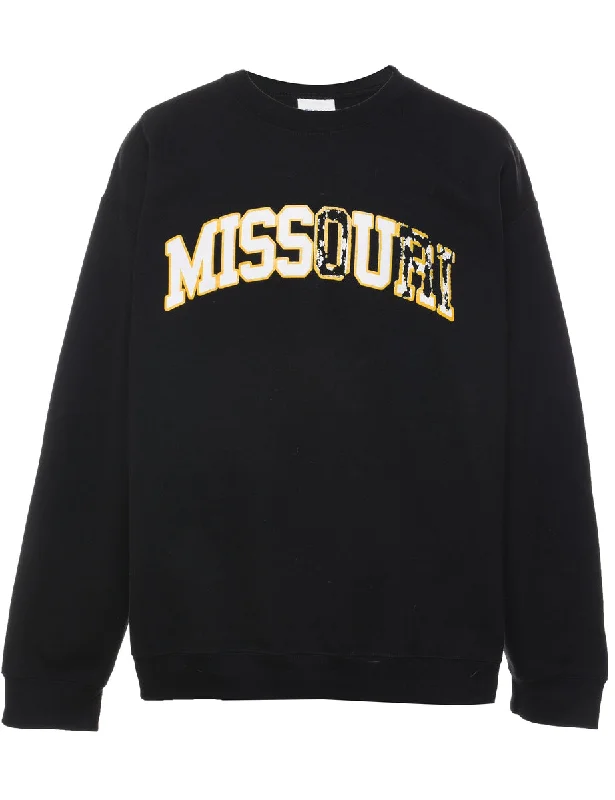 Missouri Black & Yellow Printed Sweatshirt - L Hoodie with Hem Detail Decorative Unique Missouri Black & Yellow Printed Sweatshirt - L Hoodie with Hem Detail Decorative Unique