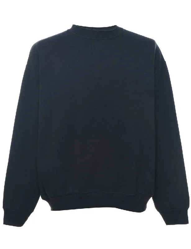 Navy Plain Sweatshirt - L Hoodie with Magnetic Closure Innovative Modern