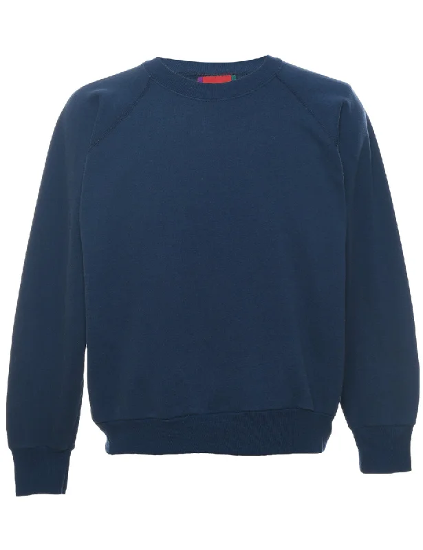 Navy Plain Sweatshirt - M Hoodie with Monochrome Minimalist Simple