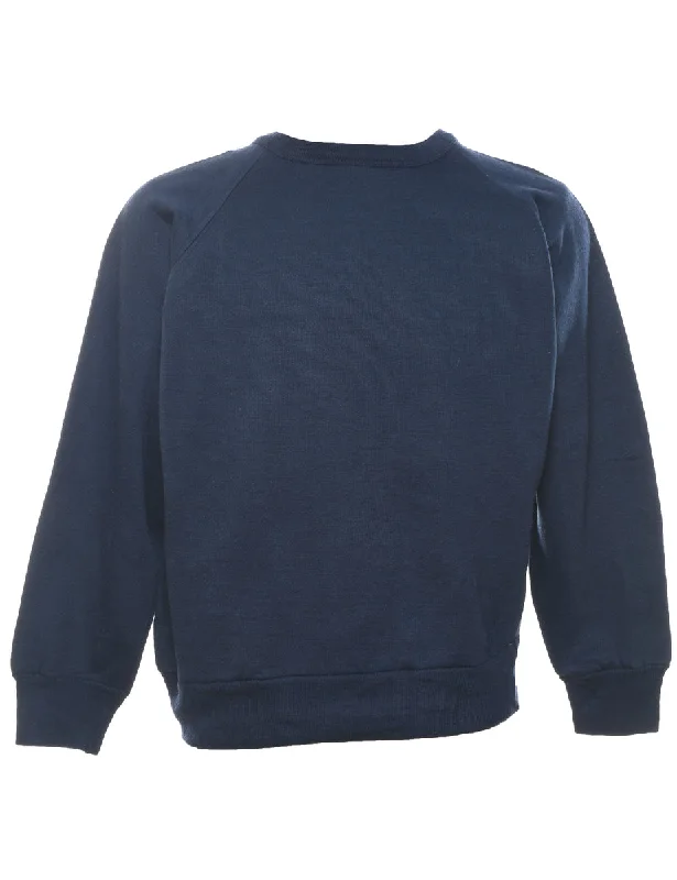 Navy Plain Sweatshirt - M Hoodie with Pattern Geometric Abstract