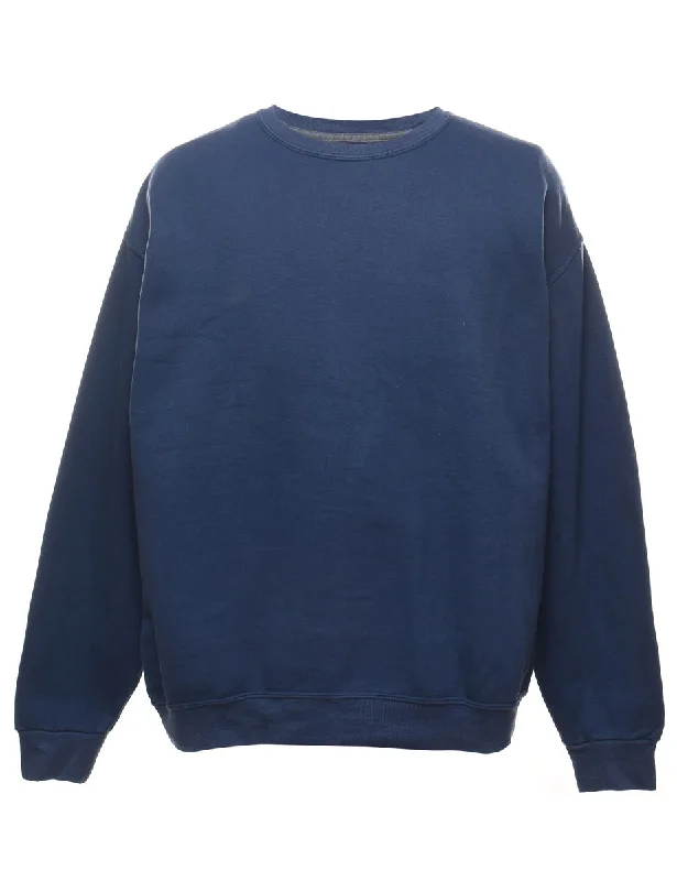 Navy Plain Sweatshirt - XL Hoodie with Hem Elastic Stretchable Comfortable