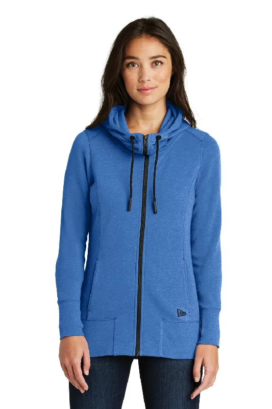 New Era Womens Fleece Full Zip Hooded Sweatshirt Hoodie - Heather Royal Blue