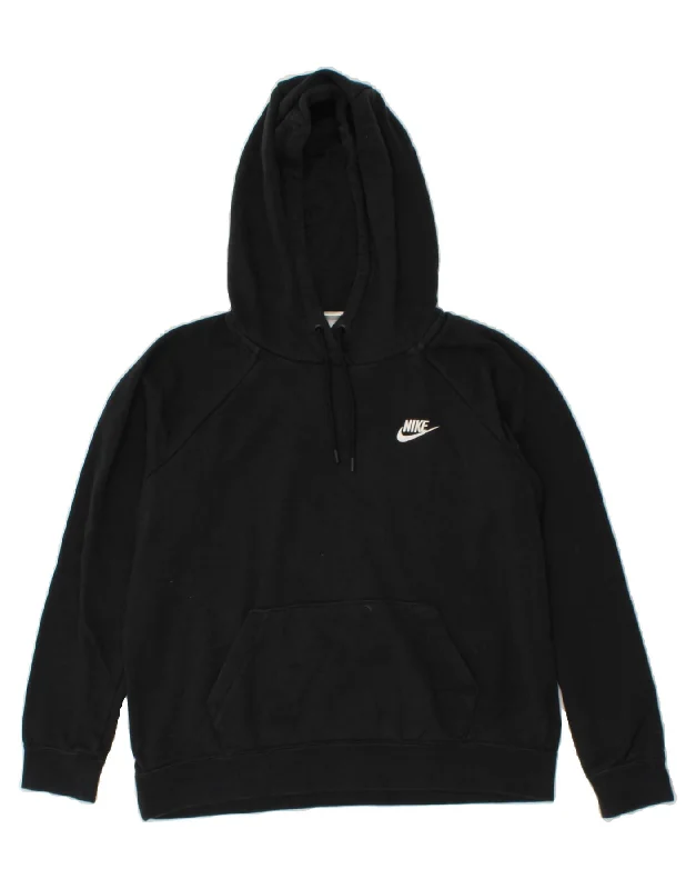 NIKE Mens Hoodie Jumper Medium Black Cotton