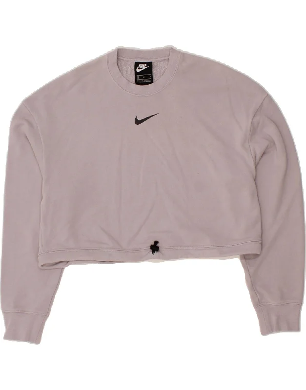 NIKE Womens Graphic Crop Sweatshirt Jumper UK 14 Medium Pink Hoodie with Button Placket Classic Preppy NIKE Womens Graphic Crop Sweatshirt Jumper UK 14 Medium Pink Hoodie with Button Placket Classic Preppy