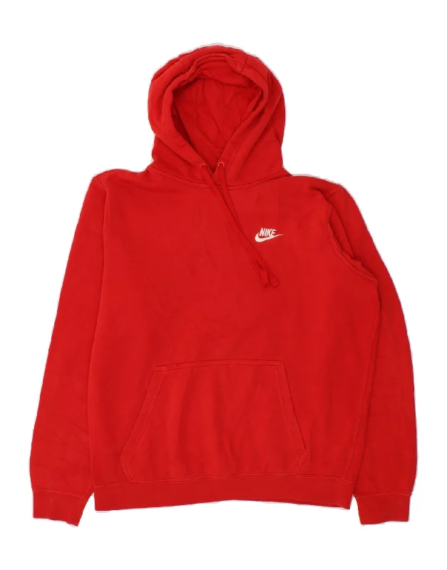 NIKE Womens Hoodie Jumper UK 14 Medium Red Cotton