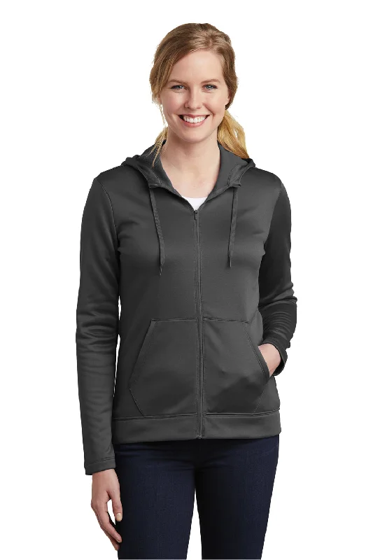 Nike Womens Therma-Fit Moisture Wicking Fleece Full Zip Hooded Sweatshirt Hoodie - Anthracite Grey