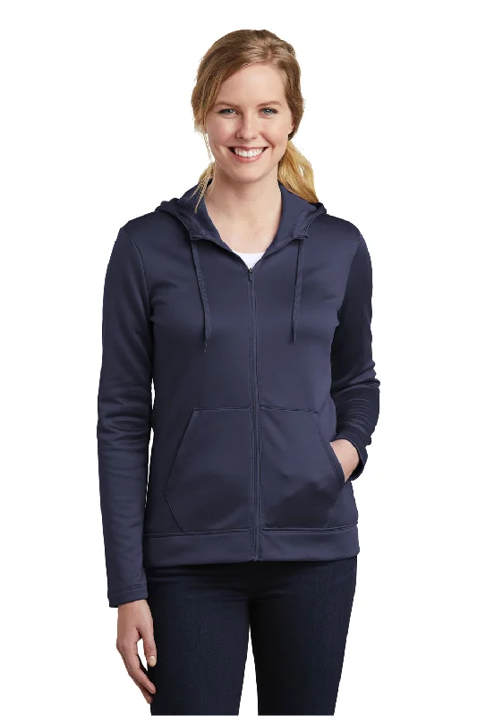 Nike Womens Therma-Fit Moisture Wicking Fleece Full Zip Hooded Sweatshirt Hoodie - Midnight Navy Blue