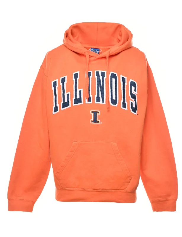 Orange IllinoisPrinted Hoodie - M Hoodie with Emblem Brand Identity