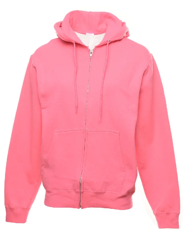 Pale Pink Hooded Sweatshirt - S Hoodie with Tie-Dye Psychedelic Retro