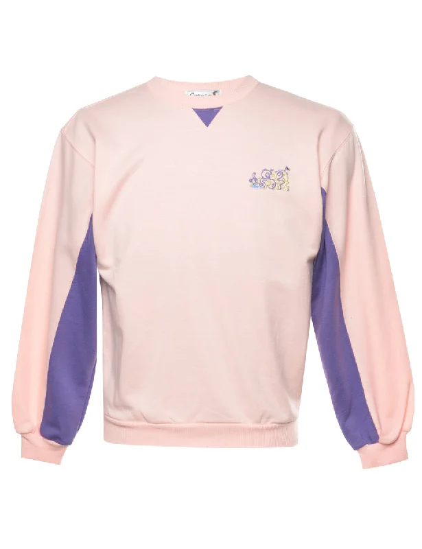 Pale Pink Plain Sweatshirt - S Hoodie with Oversized Fit Loose Comfortable