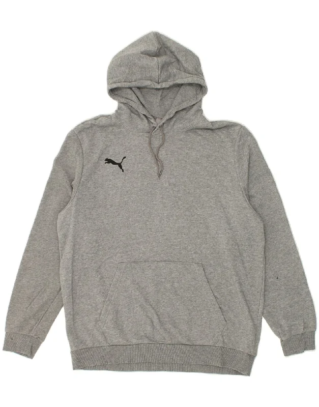 PUMA Mens Hoodie Jumper Large Grey Cotton