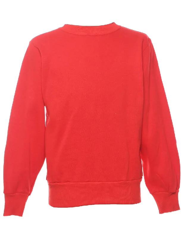 Red Plain Sweatshirt - M Hoodie Jacket Zipper Layering