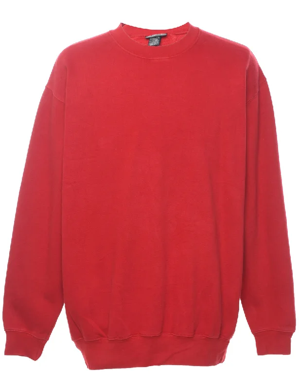 Red Plain Sweatshirt - XL Hoodie with Belted Waist Structured Tailored