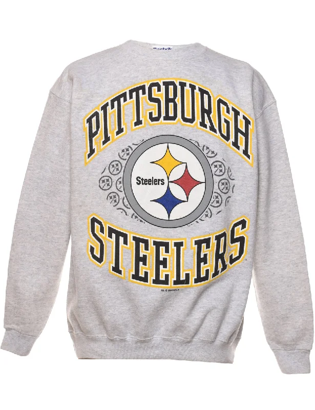 Reebok Pittsburg Steelers Marl Grey  Printed Sweatshirt - M