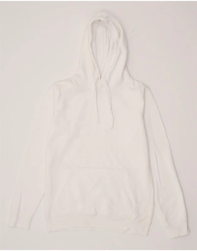 RUSSELL ATHLETIC Womens Hoodie Jumper UK 14 Medium White Cotton