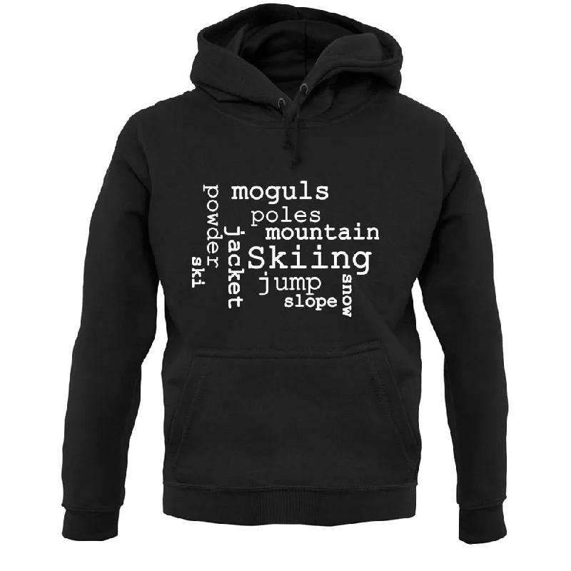 Ski Word Cloud Unisex Hoodie Hoodie with Rhinestones Sparkly Elegant