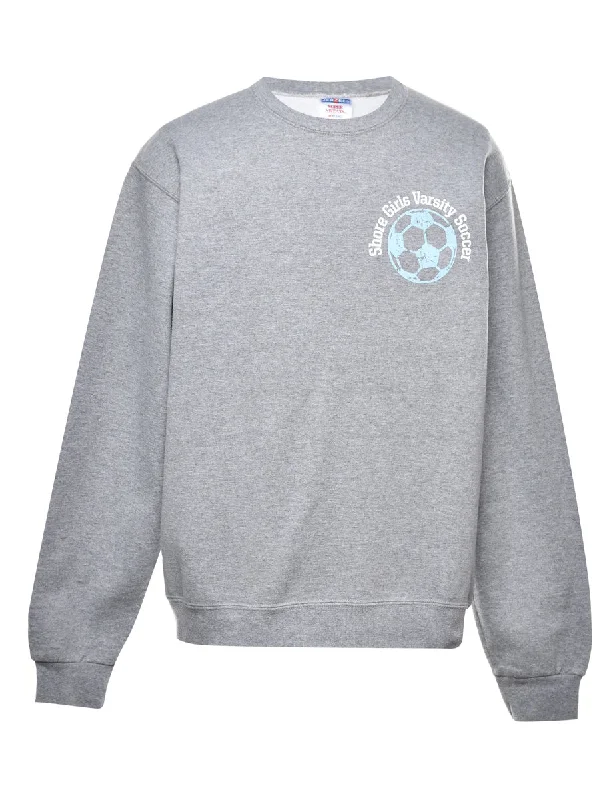 Soccer Printed Sweatshirt - M Hoodie with Turtle Neck Cozy Winter