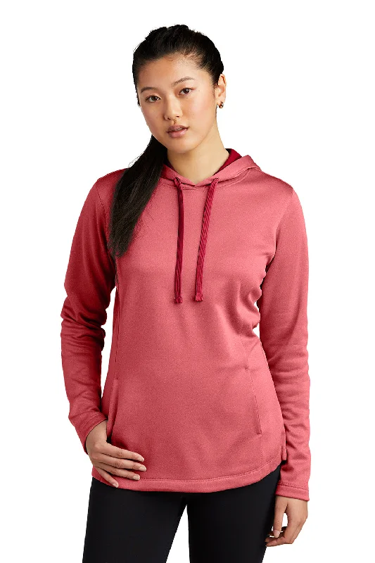 Sport-Tek Womens Heather Sport-Wick Moisture Wicking Fleece Hooded Sweatshirt Hoodie - Heather Deep Red