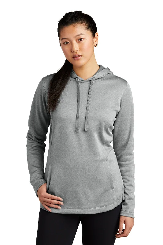 Sport-Tek Womens Heather Sport-Wick Moisture Wicking Fleece Hooded Sweatshirt Hoodie - Heather Dark Silver Grey