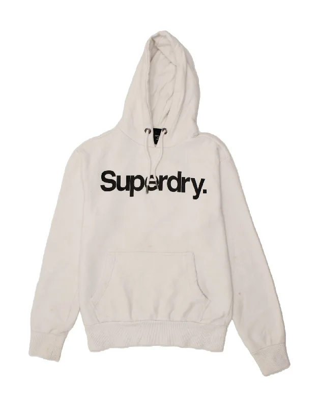 SUPERDRY Mens Graphic Hoodie Jumper Medium White Cotton