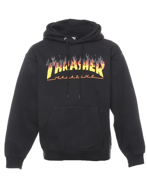 Thrasher Flame Design Printed Hoodie - S Hoodie with Back Slit Movement Comfort
