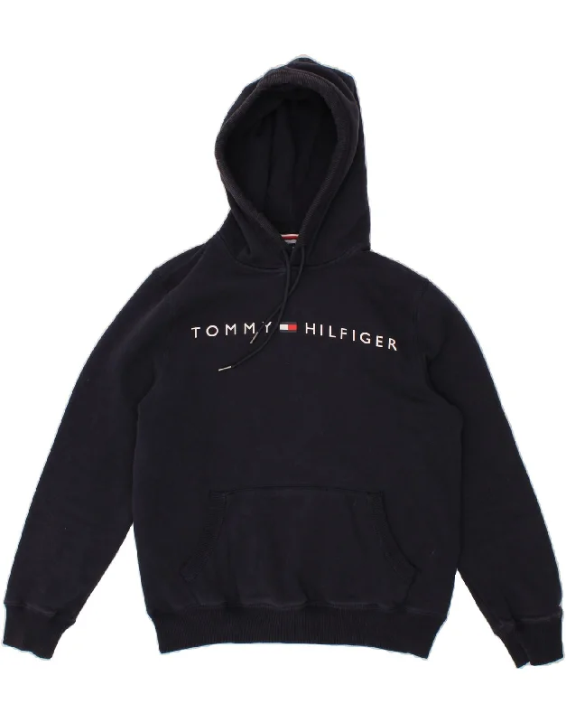 TOMMY HILFIGER Mens Graphic Sweatshirt Jumper Medium Navy Blue Cotton Hoodie with Hem Lace Feminine Delicate TOMMY HILFIGER Mens Graphic Sweatshirt Jumper Medium Navy Blue Cotton Hoodie with Hem Lace Feminine Delicate