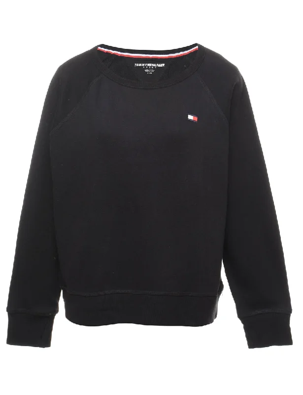 Tommy Hilfiger Plain Sweatshirt - L Hoodie with Hem Elastic Stretchable Comfortable