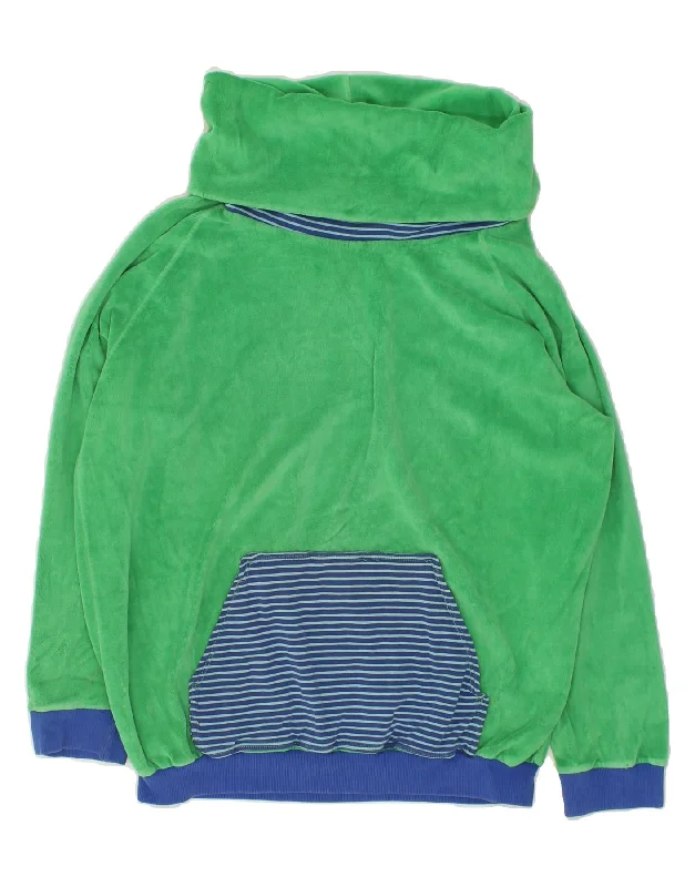 VINTAGE Womens Velour Roll Neck Sweatshirt Jumper UK 14 Medium Green Hoodie with Print Artistic Unique VINTAGE Womens Velour Roll Neck Sweatshirt Jumper UK 14 Medium Green Hoodie with Print Artistic Unique