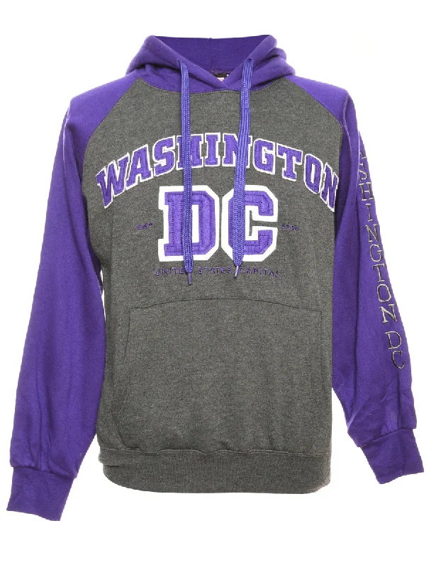 Washington DC Purple & Grey Hoodie - S Hoodie with Elastic Cuffs Stretchable Comfortable Washington DC Purple & Grey Hoodie - S Hoodie with Elastic Cuffs Stretchable Comfortable
