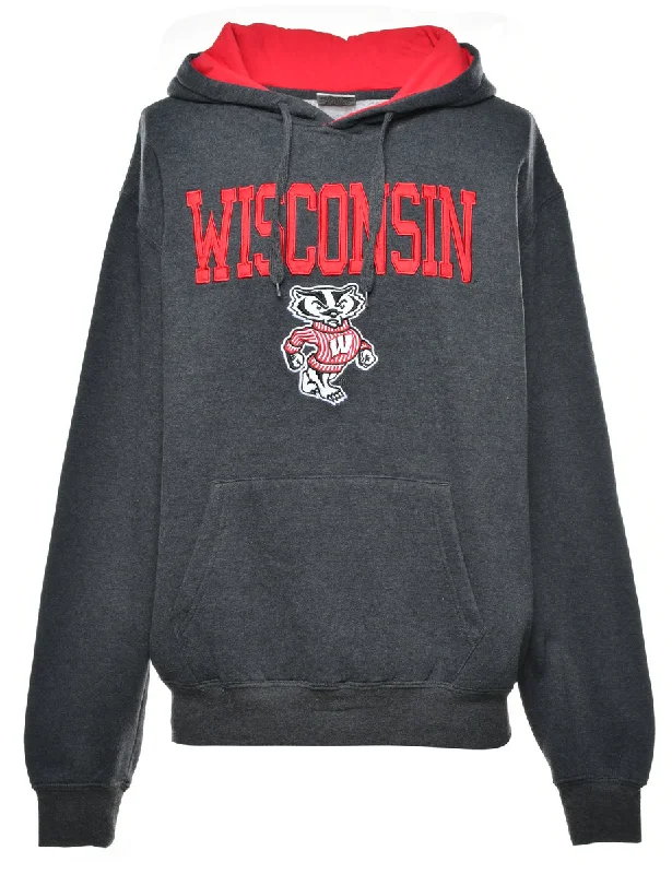 Wisconsin Printed Hoodie - L Hooded Sweatshirt Casual Wear Street Style