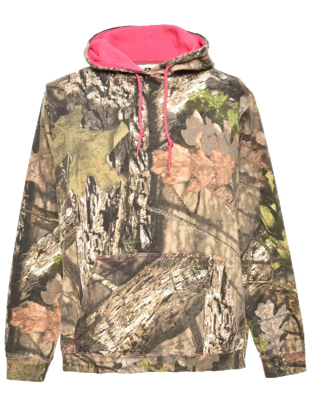 Woodland Printed Hoodie - L Hoodie with Drop Shoulder Relaxed Streetwear
