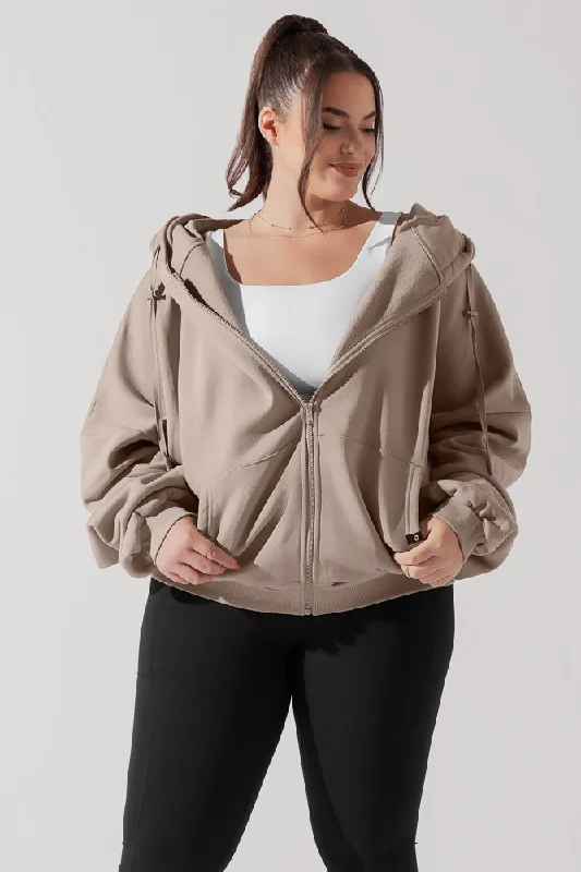POPFLEX® Zip Cloud Hoodie - Taupe Hoodie with Magnetic Closure Innovative Modern