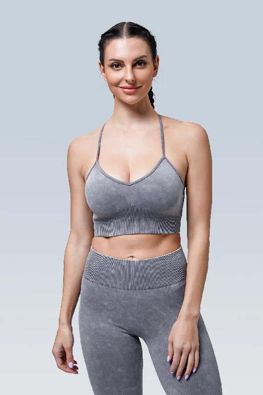 Acid Wash Seamless Y-back Sports Bra Soft Strapless Bra