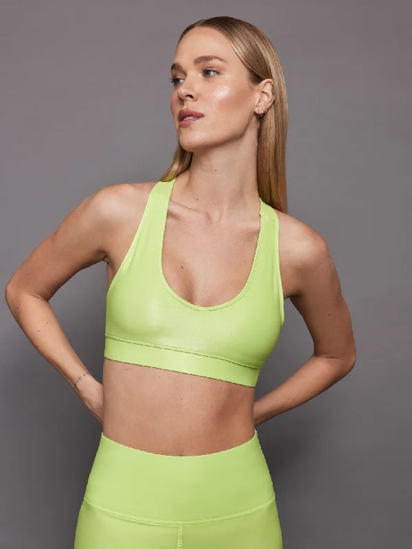 Action Bra 2.0 in Takara Shine - Acid Lime Comfortable Lace Bralette