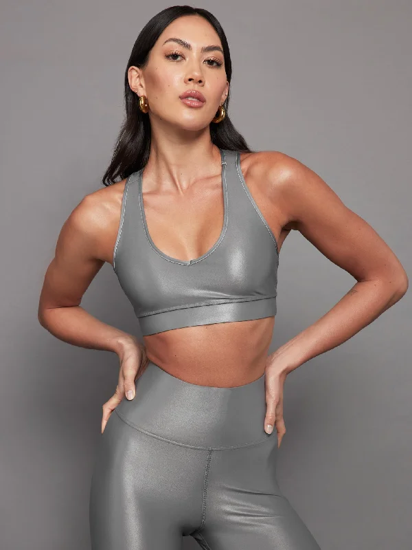 Action Bra 2.0 in Takara Shine - Steel Grey Wireless Lace Bra