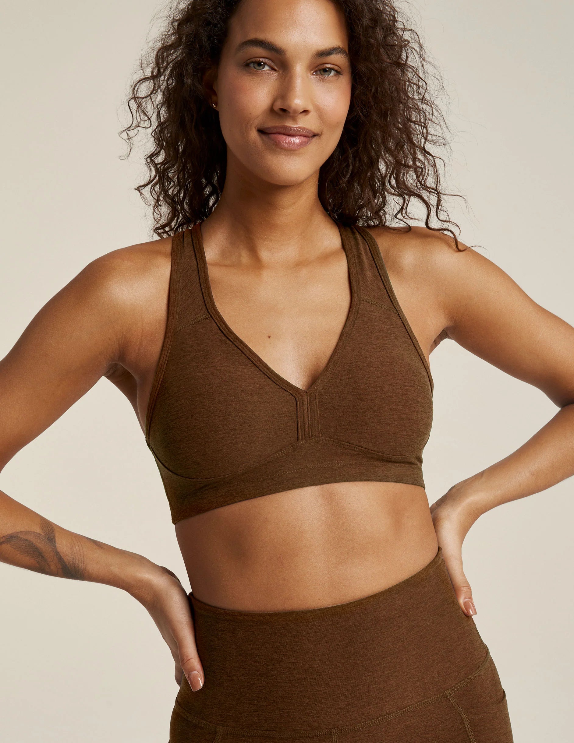 Beyond Yoga Spacedye Lift Your Spirits Bra - Bold Mocha Heather Daily Comfort Bra
