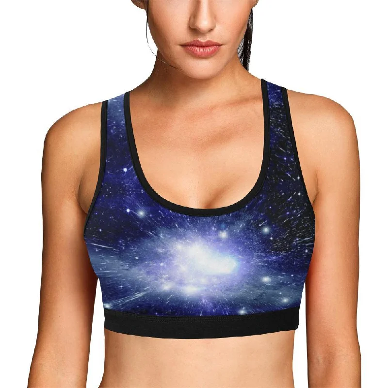 Blue Galaxy Space Stardust Print Women Sports Bra