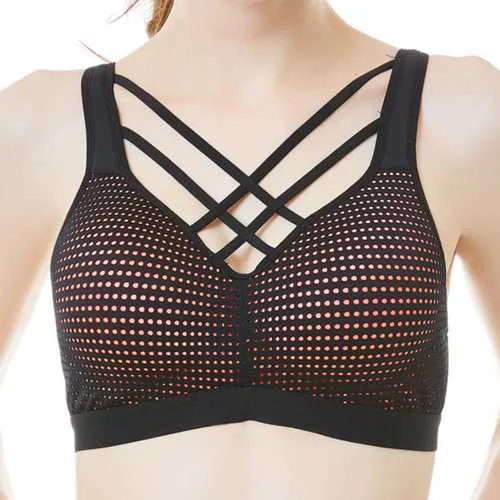 Criss Cross Strappy Back Wireless Sports Bra High Support Sports Bra