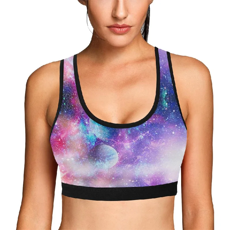 Colorful Star Galaxy Space Print Women Sports Bra