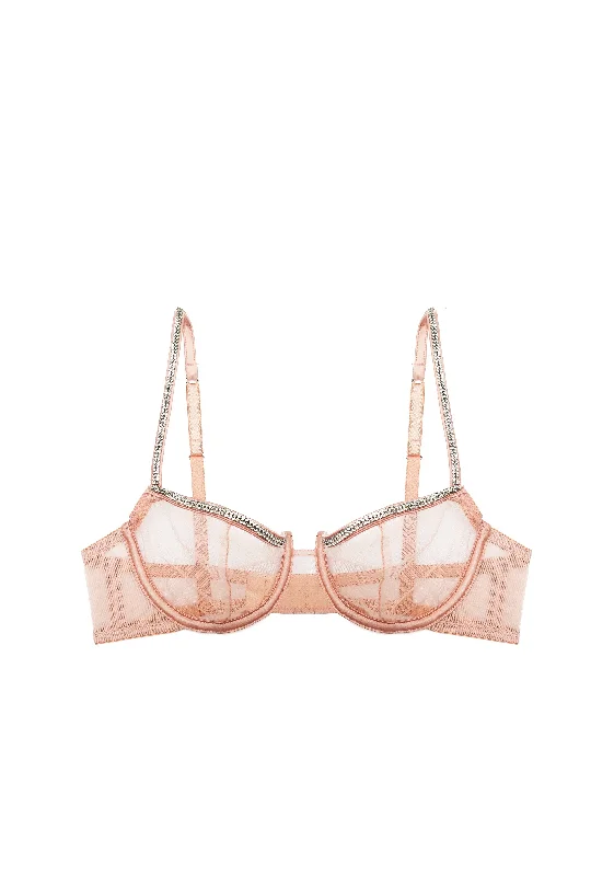 Dancing in the Moonlight Balconette Bra in Pink Comfortable Bralette Style