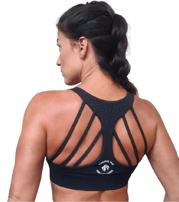 Empower Sports Bra - Black Leopard (Size Up)